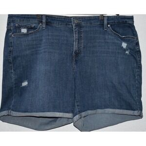 LEVIS Women's 24W Jean Shorts Blue Stretch Denim Distressed 5-Pocket Soft Comfy